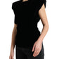 Velvet Exaggerated Shoulder Top