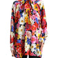 Floral Silk Blouse with Front Tie Fastening