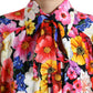 Floral Silk Blouse with Front Tie Fastening