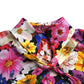 Floral Silk Blouse with Front Tie Fastening