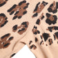 Elegant Beige Leopard Turtleneck Wool Top