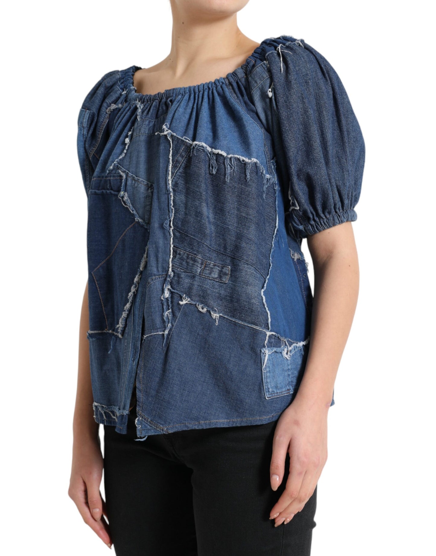 Elegant Cotton Denim Blouse Top