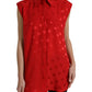 Elegant Polka Dot Sleeveless Silk Blouse