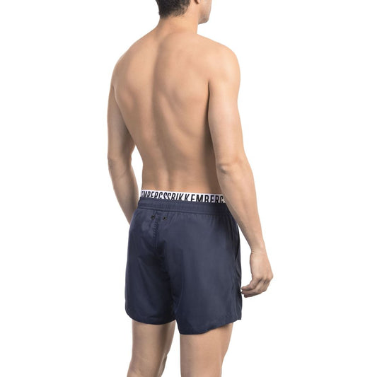 Blue Polyester Men Swim Short