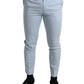 Sky Blue Cotton Stretch Skinny Pants