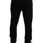 Elegant Black Cotton Joggers with Logo Embroidery