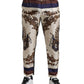 Elegant Silk Skinny Pants with Heraldic Print