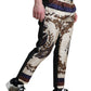 Elegant Silk Skinny Pants with Heraldic Print