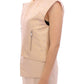 Exquisite Beige Brocade Sleeveless Jacket Vest