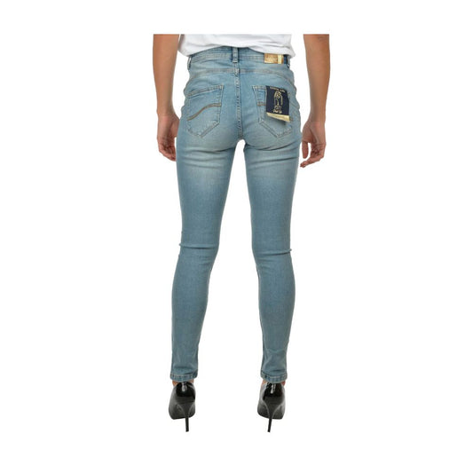 Light Blue Cotton Women Skinny Jean