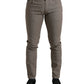 Elegant Brown Cotton Stretch Skinny Pants