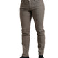 Elegant Brown Cotton Stretch Skinny Pants