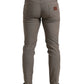 Elegant Brown Cotton Stretch Skinny Pants