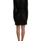 Elegant Black Floral Lace Sheath Mini Dress