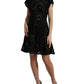 Elegant Black Floral Lace A-Line Mini Dress