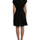 Elegant Black Floral Lace A-Line Mini Dress