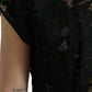 Elegant Black Floral Lace A-Line Mini Dress