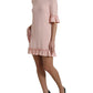 Elegant Light Pink A-Line Shift Mini Dress