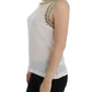 Elegant Sleeveless Silk Blouse with Crystal Embellishment