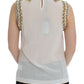 Elegant Sleeveless Silk Blouse with Crystal Embellishment