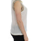 Elegant Sleeveless Silk Blouse with Crystal Embellishment