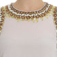 Elegant Sleeveless Silk Blouse with Crystal Embellishment