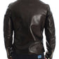 Elegant Brown Gold-Detailed Leather Jacket