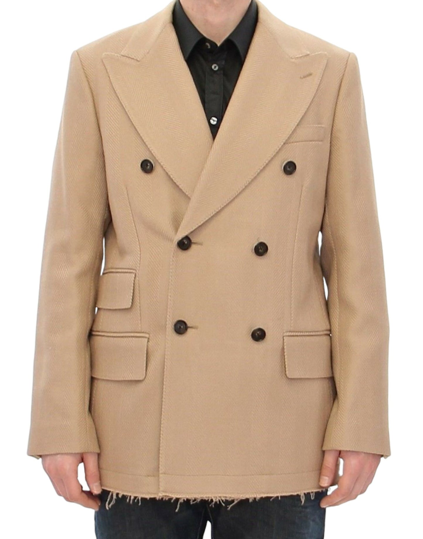 Elegant Beige Formal Wool Coat