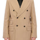 Elegant Beige Formal Wool Coat