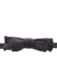 Elegant Black Paisley Silk-Wool Blend Bow Tie