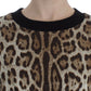 Elegant Leopard Print Short Sweater Top