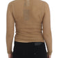 Beige Knitted Cotton Polo Cardigan Sweater