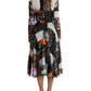 Elegant Patchwork Silk Midi A-Line Dress