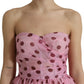 Chic A-Line Strapless Silk Dress in Pink