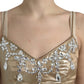 Elegant Metallic Gold Sheath Dress with Crystals