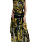 Elegant Sunflower Silk Maxi Dress