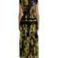 Elegant Sunflower Silk Maxi Dress