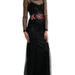 Floral Embroidery Tulle Long Evening Dress