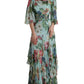 Elegant Floral Silk Long Dress