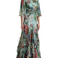 Elegant Floral Silk Long Dress