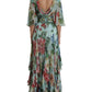 Elegant Floral Silk Long Dress