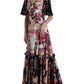 Elegant Floral Silk Maxi Dress