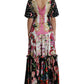 Elegant Floral Silk Maxi Dress