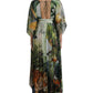 Elegant Jungle Print Maxi Silk Dress