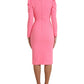 Elegant Rose Pink Bodycon Midi Dress