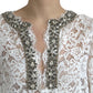 Elegant White Shift Dress with Crystal Embellishment