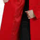 Elegant Red Double Breasted Long Coat