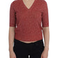 Enchanting Red Tweed V-Neck Sweater