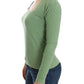 Elegant Green Striped Wool Blend Sweater