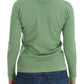 Elegant Green Striped Wool Blend Sweater